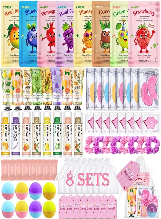 KONEUK 80PCS Spa Party Supplies for Girls, Include Facial Masks, Lip Balm, Hand Cream, Under Eye Patches, Lip Mask, Foot Bath Bombs, Compressed Towels, Sleepover and Spa Birthday Party Supplies for Girls - Image 1